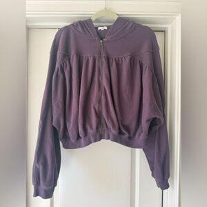 Aerie Soft Life Full Zip Sweatshirt Cool Berry S